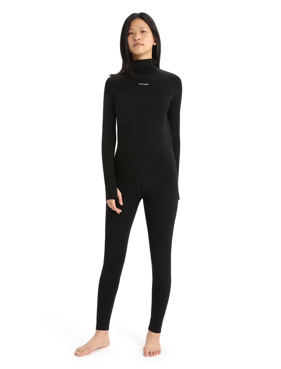 Women's Icebreaker MerinoFine™ Long Sleeve Roll Neck Base Layers Black | CA 1051TCEV